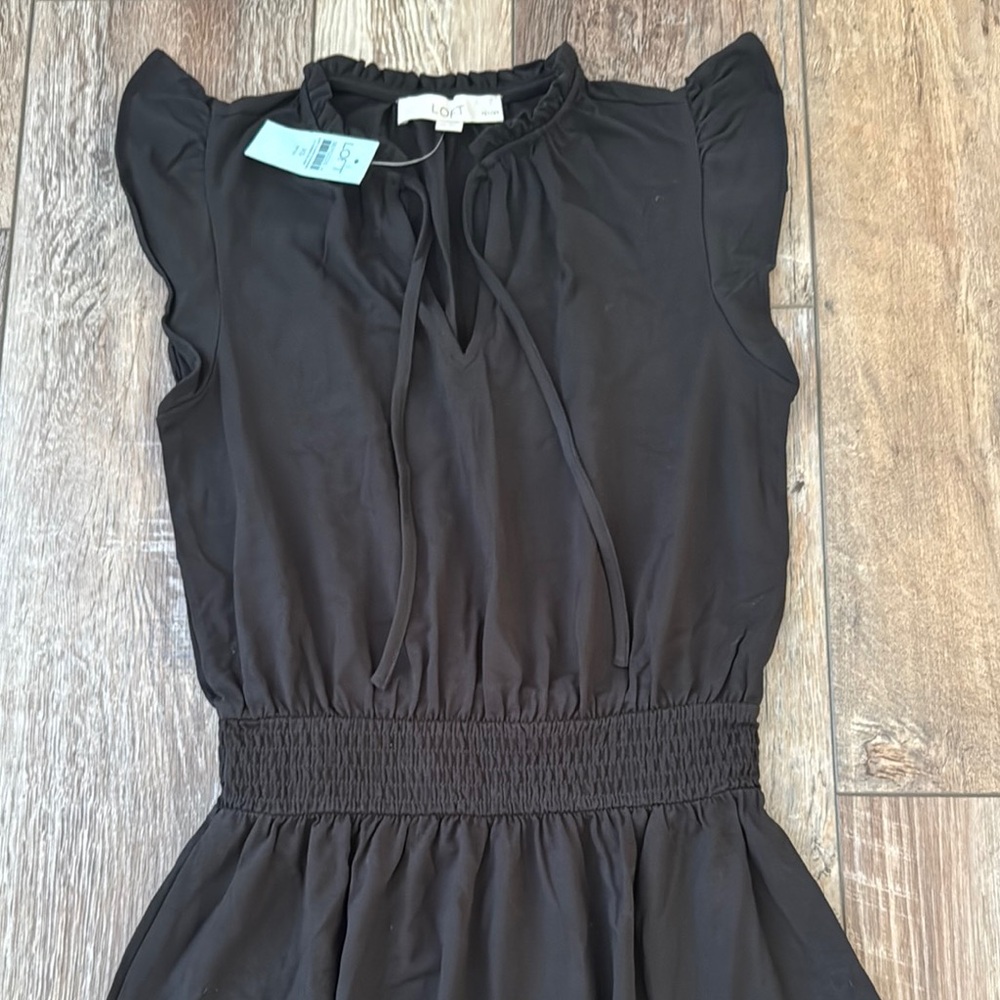 NWT Ann Taylor Loft Smocked Waist Tie Neck Dress XSP